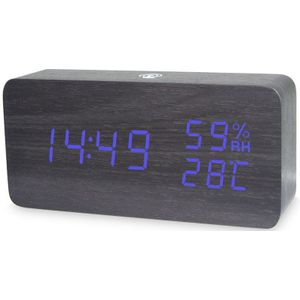 Moderne Houten Led Wekker Geluid App Controle Temperatuur Vochtigheid Datum Elektronische Desktop Digitale Usb Batterij Tafel Klokken