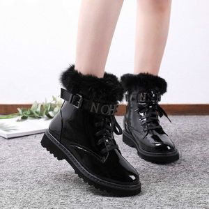 Ware Haar Superieure Vrouwen Laarzen Lace Up Laarzen Vrouwen Enkel Bont Laarzen Winter Warm Vrouwen Schoenen Europese Maat