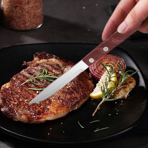 Home Kitchen Party Bar Camping Steak Cutter Houten Handvat Servies Makkelijk Schoon Roestvrij Staal Dagelijks Westerse Diner Restaurant