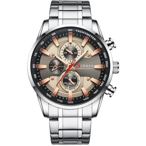 Curren Horloge Voor Mannen Top Black Gold Quartz Sport Horloge Heren Chronograaf Klok Datum Roestvrij Staal Mannelijke Horloges