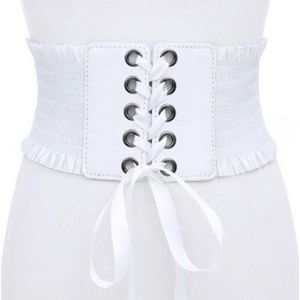 Vrouwen Dames Mode Stretch Riem Kwasten Elastische Gesp Brede Jurk Corset Tailleband Zwart Bruin Wit