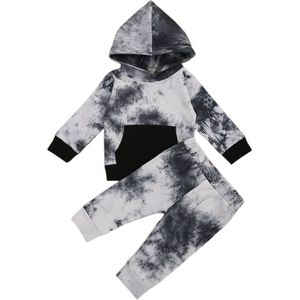Toddler Kids Baby Girl Boy Tie-dye Clothes Cute Hooded Tops Camouflage Pants Outfits