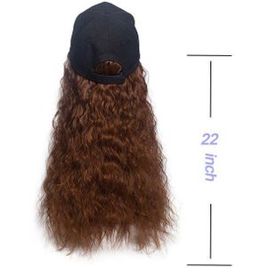 Antoniah 22 ""Synthetische Baseball Cap Haar Pruik Lange Krul Wave Synthetische Wol Spoel Pruik Haar Verstelbare Voor Meisjes Party extenstio