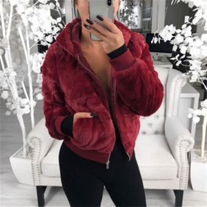 Vrouwen Sweatshirt Met Bont Rits Top Capuchon Zachte Zwart Plus Size 3XL Sweatshirts Hoodies Herfst Winter Vrouwelijke Streetwear