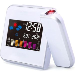 Led Digitale Projectie Wekker Temperatuur Thermometer Hygrometer Desk Tijd Projector Kalender Kleurrijke Idee