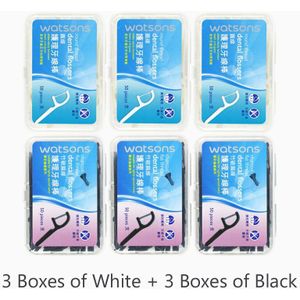 Glad Dental Floss Interdentale Borstel Draagbare Tanden Stick Oral Care Ronde Draad 50 pcs/box * 3 Houtskool Platte draad 50 pcs/box * 3