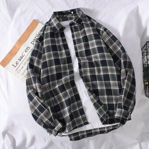 Lente Casual Plaid Shirt Mannen Slim Fit Wol Mannelijke Lange Mouw Shirts Mannen Turn-Down Kraag Mode Tops M-3XL