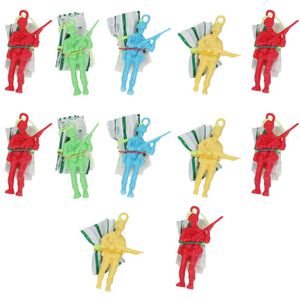 12Pcs Parachute Soldaten Speelgoed Gooien Speelgoed Outdoor Parachute Vliegende Speelgoed