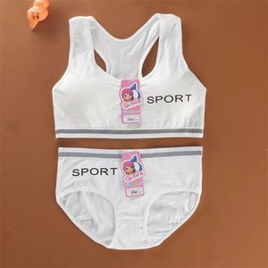 Kids Bras voor Puberteit Meisjes Gratis Grootte Sport Bh Set Pure Kleur Soft Underpants Set Jong Meisje Opleiding Beha Ondergoed kleding