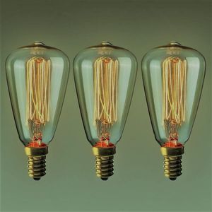 3X Vintage Gloeilamp Retro Ouderwetse Edison Stijl E14 Schroef 40W 220V-Eekhoorn Kooi Tungsten Filament glas Antieke Lamp 3