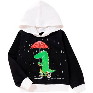 Baby Jongens Hooded Lange Mouw Sweatshirts Blouse Cartoon Dinosaurus Print Tops Peuter Kid Zip Herfst jas Leuke Jassen