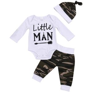 Pasgeboren Baby Kids Baby Jongen Herfst Kleding Camo Tops Lange Mouw Romper Broek Hoed Outfits Set