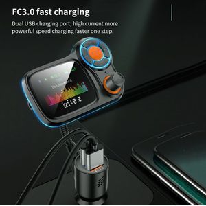 Draadloze Fm-zender Carkit Handsfree Kleur Screen MP3 Speler Snelle Lading Quick Charge Bluetooth 5.0 Led Hoge Muziek