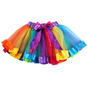 Zomer Zoete Kinderen Meisje Rainbow Patchwork Tule Baljurk Tutu Rok Mooie Meisjes Dancewear Ballet Pettiskirt Dans Rokken