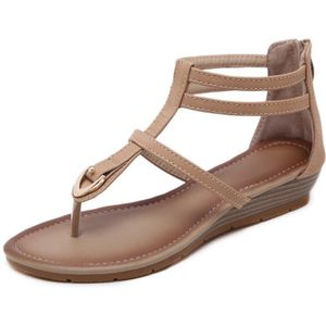 SNURULAN Comfortabele Bohemian vrouwen Etnische Bohemian Sandalen; gladiator sandalen met metalen inserts; Gothic wedge Flip Flops;