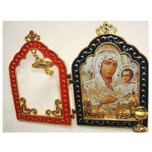 Katholieke Heilige Artikel 24 K Vergulde Kleur Maagd Maria Van Jeruzalem En Jezus Religieuze Icoon Christelijke Religieuze