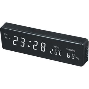Digitale Wandklok Grote Led Tijd Kalender Temperatuur Vochtigheid Display Bureau Tafel Klokken Elektronische Led Muur Horloge Decor Eu Plug