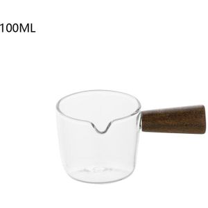 Leuke Glas Melkkan Mini Houten Handvat Voor Koffie Brood Melkkan Creatieve Steak Saus Emmer Honing Cup Kruiden Kleine schotel