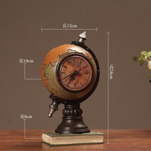 Desktop Ornament Vintage Klok Globe Model Klok Thuis Woonkamer Kast Veranda Zetel Klok Kantoor Decoraties Ornamenten MJ1205