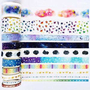 10 Rolls/Doos Watercolored Sterrenhemel Washi Masking Tape Fotoalbum Scrapbooking Decoratie