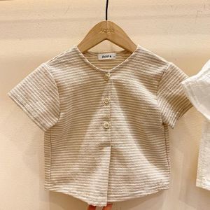 Koreaanse Kinderen Kleding Ins Pasgeboren Baby Jongens Meisjes Katoen Linnen T-shirt Vest Peuter Tees Shirt Tops 3M 6M 12M 24M