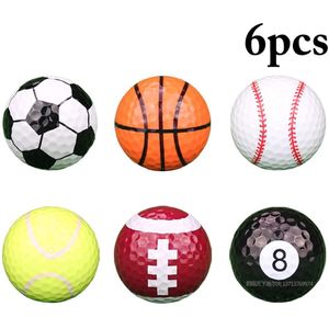 6Pcs Golfbal Golf Apparatuur Voetbal Basketbal Tabletennis Baseball Rubber Golf Ballen Roman Dubbele Praktijk Bal