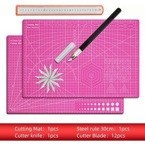 A3 Pvc Handmatig Snijden Mat Set Cut Pad Patchwork Metalen Liniaal Graveren Pen Mes Tool Set Dubbelzijdige Zelf-Healing Snijplank