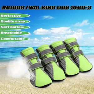 Comfortabel Ademend Hond Schoenen Anti-Slip Pet Laarzen Poot Protector Reflecterende Bandjes Hond Schoenen Teddy Leuke Ventilatie Netto Schoenen