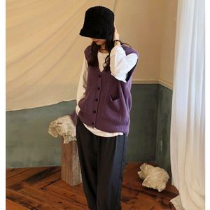 Gebreide Trui Vest Vrouwen Zachte Rekbare Eenvoudige Basic Dagelijks V-hals Effen Open Stitch Vrouwelijke Street-Wear Vintage Koreaanse alle-Match