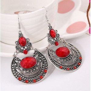 Feecolor Boho Etnische Stijl Lange Oorbellen Vintage Parel Strass Gesneden Indian Jewelry Voor Vrouwen