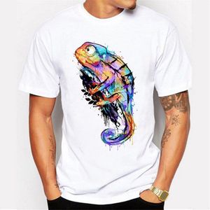 ZEGUUER Zomer Toevallige Korte Mouwen Katoenen T-Shirts Mannen T-shirt Chameleon Cartoon 3D Print T-Shirt Mannen Top Tee
