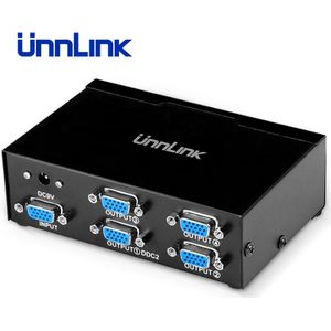 Unnlink Vga Splitter 1X4 Fhd 1080P @ 60Hz 1 Vga Signaal Ingang 4 Vga Uitgang 1*4 Vga Splitters Voor Computer Desktop Laptop Projector