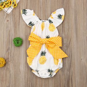 Pudcoco Pasgeboren Baby Meisje Kleding Fly Mouw Ananas Print Strik Katoenen Romper Jumpsuit Een Stuk Outfit Sunsuit Zomer