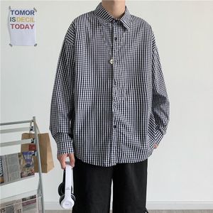 Lente Herfst Plaid Shirt Mannen Koreaanse Mode Losse Business Casual Formele Shirt Mannen Harajuku Streetwear Lange Mouw Mannen