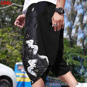 Nationale Tij Oversized Mannen Cropped Broek Zwart Plus Size Stiksels Was Dun Leisure Plus Size Vet Guy Shorts 10XL 9XL 8XL