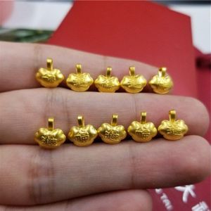 1Pcs Real 24K Geel Gouden Hanger Vrouwen 3D Mini Luck Lock Bead 0.13-0.16G (Hanger alleen)
