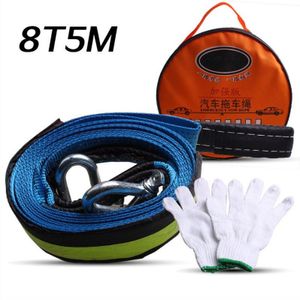 5M 8Ton Auto Sleepkabel Strape Kabel Met U Haken Beugel Hoge Sterkte Nylon Met Reflecterende Licht Voor auto Truck Trailer Suv