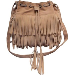 Tas Vrouwen Handtas Vrouwen Effen Kleur Fringe Kwasten Trekkoord Crossbody Schouder Suede Emmer Tassen Tassen Voor Vrouwen