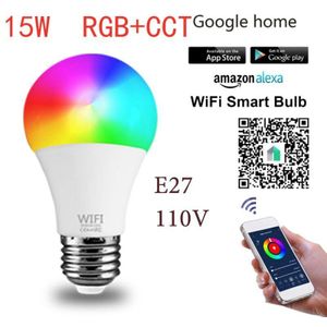 15W Smart Wifi Gloeilamp E27/B22 Dimbare Led Lamp App Controle Smart Wake Up Nachtlampje Compatibel met Alexa Google Thuis