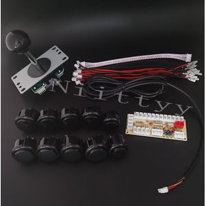 Diy Arcade Joystick Kit 5 Pin Joystick Arcade Sanwa Drukknop Nul Vertraging Usb Board Met Draden Voor Pc Joystick plaat