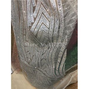 JRB-1259 top glitter Afrikaanse Netto Kant in zilver kleur Indian Kant Materialen Franse Stof