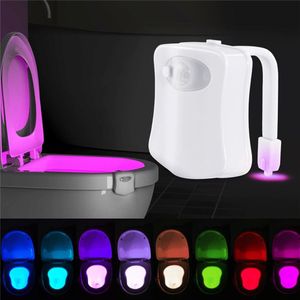 Smart Motion Sensor Toiletbril Nachtlampje 8 Kleuren Waterdichte Backlight Voor Toiletpot LED Lamp Wc Licht