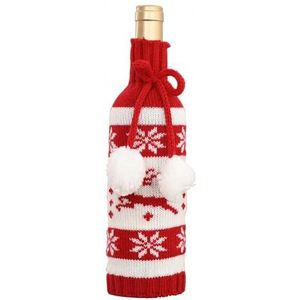 Kerstversiering Wijnfles Cover Coat Kerst Elanden Sneeuwvlok Patroon Gebreide Trekkoord Bier Champagne Zak Fles Cover