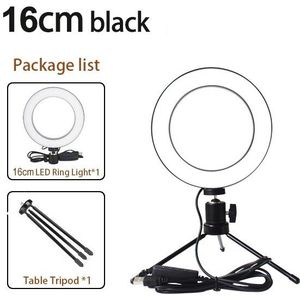 Ring Licht 16/20/26Cm Fotografie Led Selfie Verlichting Dimbare Voor Make Video Live Studio Met Totaal 180Cm Statief & Usb Plug
