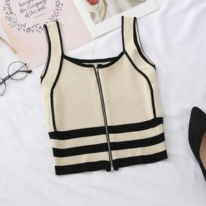 Heliar Rits Camis Gestreepte Spaghetti Crop Top Femme Vest Tank Tops Femme Katoen Breien Vrouwelijke Zomer Camis Voor Vrouwen