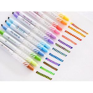 Hk 12 Stuks Kleur Veranderende Markeerstift Heldere Kleuren Fluorescerende Pen Japanse Snoep Kleur Leuke Art Tekening Marker Pen Briefpapier
