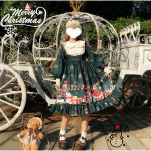 Paleis Vintage Zoete Kawaii Lolita Jurk Kerst Beer Jurk Op Lange Mouw Jurk Matte Herfst Winter Gothic Lolita Loli Cos