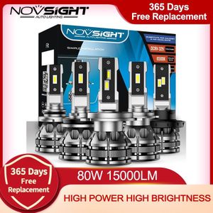 Novsight Auto Koplamp Lampen Led H7 H4 H1 H3 H11 H13 9005 9006 9007 Mini Size Decoder Auto Licht 80W 15000LM 6500K Auto Koplamp
