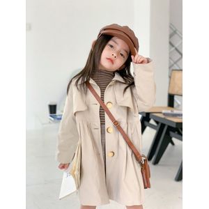 Herfst Mode Kinderen Meisje Trenchcoats Lange Mouw Baby Lange Bovenkleding Kinderkleding Engeland Stijl Meisjes Windjack