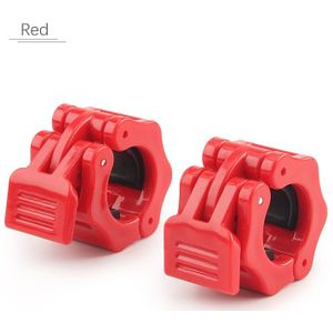 GOODGDN Rode 50mm Olympische Barbell Klem (paar) Kraag Clip Gewicht Halter Spinlock Lift Spring Lock Gewicht Stopper Bar Lifting BodyBuilding, Geweldig voor Cross Fitness Training